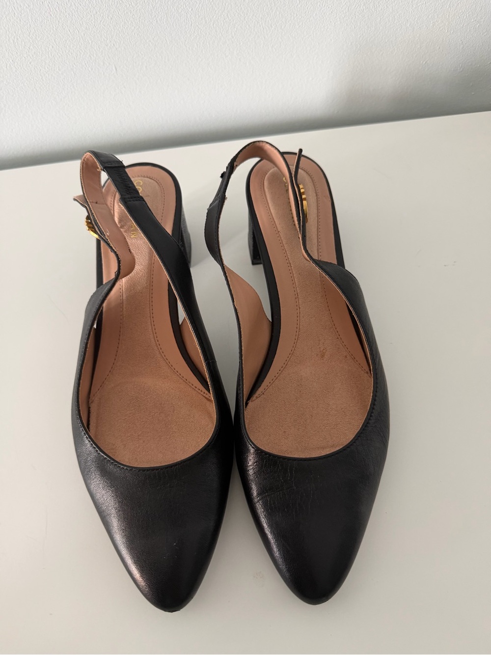 Cole Haan Black Pointed Slingbacks